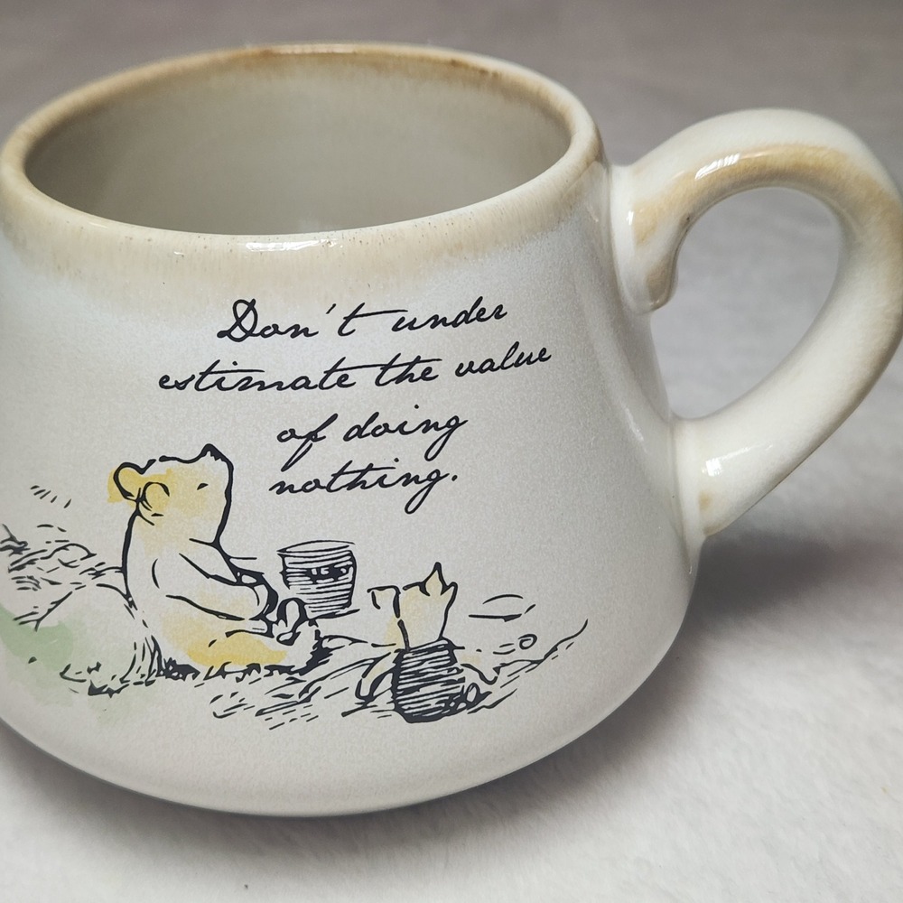 Thoughtfully Winnie the Pooh Stoneware Mug Doing Nothing Quote Cream 1926 Book